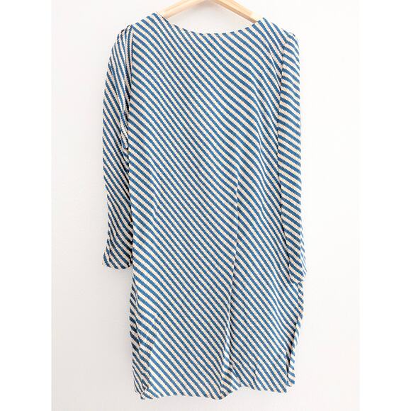 NWT Attic and Barn Silk Blend Mini Dress Blue Beige IT 44 US 8 Italian Designer - Picture 3 of 10